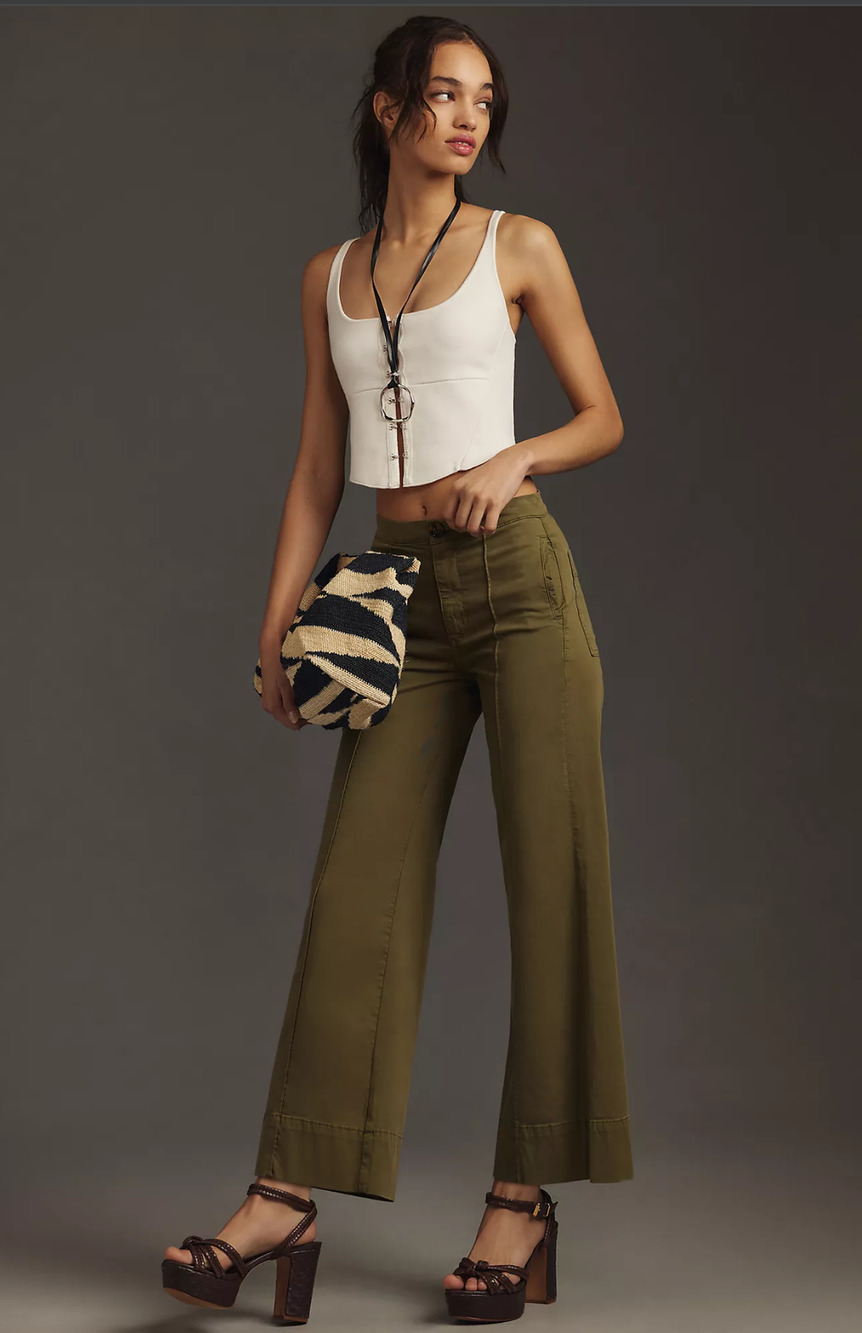 NWT Joe's Jeans Green Utility Wide-Leg Trousers - size 31 waist